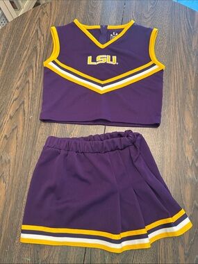 LSU Purple and Gold Cheer Skirt with Little King Label